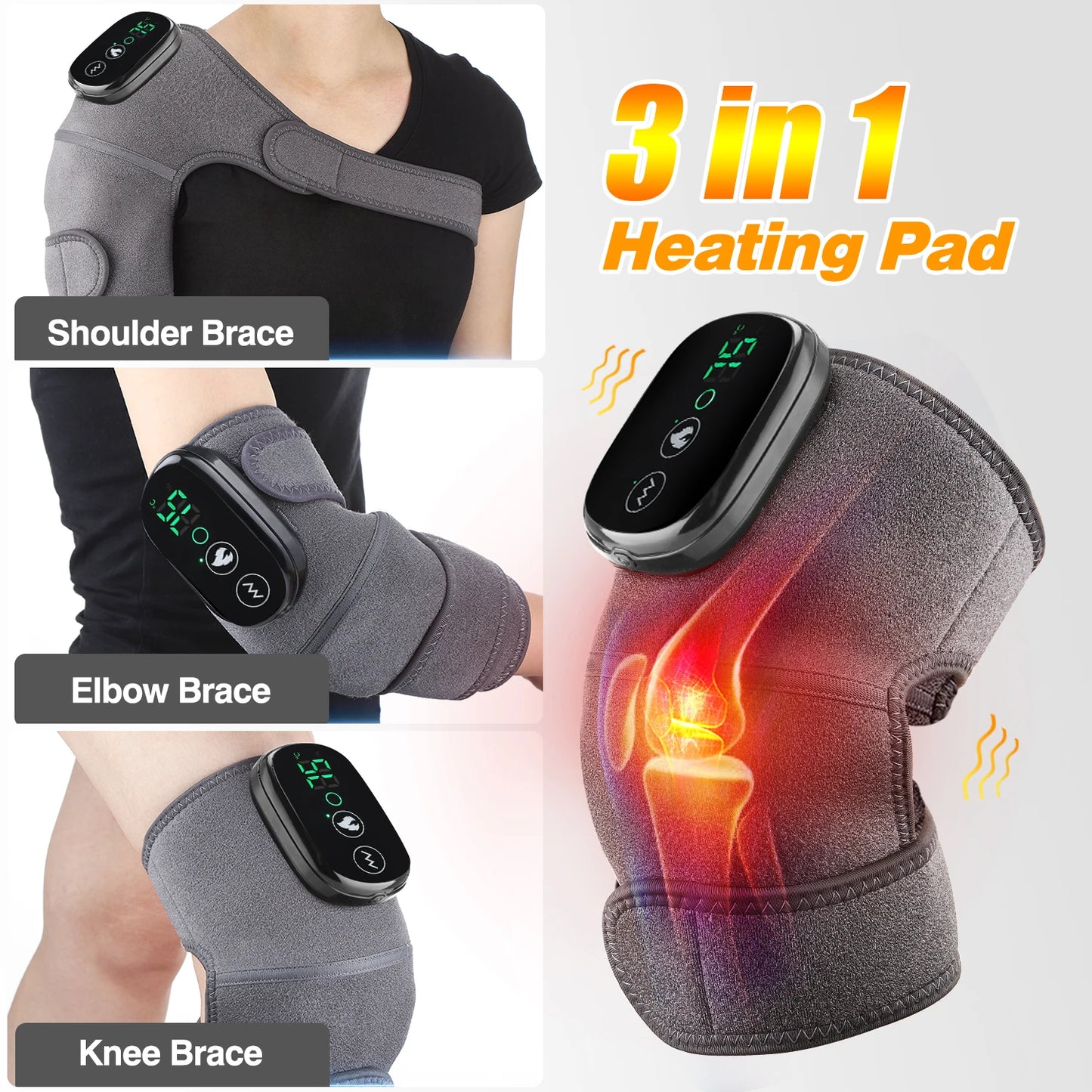 Electric Heating Knee Pad Vibration Massage Leg Joint Elbow Support Shoulder Warming Knee Temperature Massager